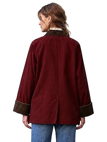 Moon River Oxblood Contrast Collar Jacket (view 2)