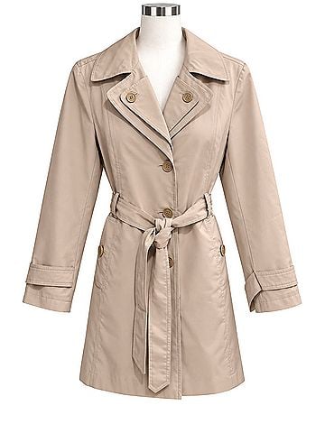 London Fog Business casual, preppy, but in front, neutral, lightweight, belted, classic, Coat (view 1)