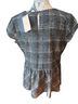 Halogen Plaid Black White Short Sleeve Blouse Size L - photo 2