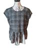 Halogen Plaid Black White Short Sleeve Blouse Size L - photo 1