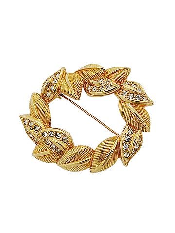 Christian Dior Christian Dior Brooch, GP Plated, Rhinestone, Gold, Women's (view 1)