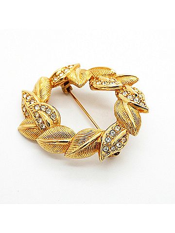 Christian Dior Christian Dior Brooch, GP Plated, Rhinestone, Gold, Women's (view 2)
