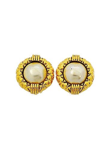 Chanel Chanel Earrings, GP Plated, Faux Pearl, Gold, Women's (view 1)