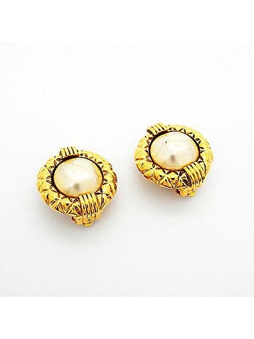 Chanel Chanel Earrings, GP Plated, Faux Pearl, Gold, Women's (view 2)