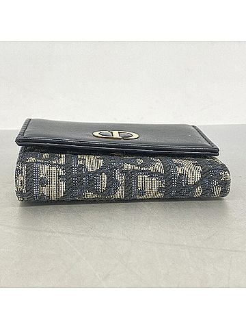 Christian Dior Christian Dior Tri-fold Wallet, Trotter Canvas, Navy Beige, Women's (view 2)