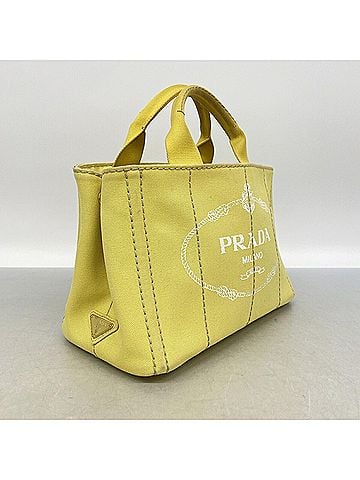 Prada Prada Canapa Canvas Tote Bag, Yellow, Women's (view 2)