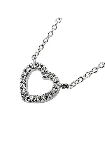 Tiffany & Co. Tiffany &amp; Co. Metro Heart Necklace, 18K White Gold, Diamond, Women's (view 1)