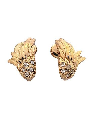 Christian Dior Christian Dior Earrings, GP Plated, Rhinestone, Gold, Women's (view 1)