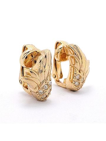 Christian Dior Christian Dior Earrings, GP Plated, Rhinestone, Gold, Women's (view 2)