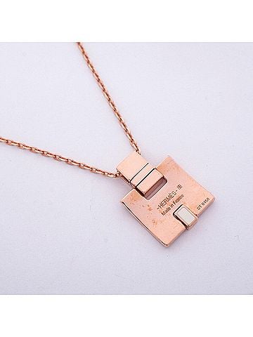 Hermès Hermes Eileen Necklace, GP Plated, White/Pink Gold, Women's (view 2)