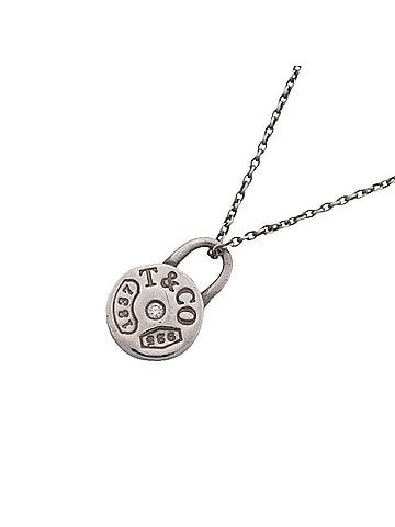 Tiffany & Co. Tiffany &amp; Co. 1837 Round Lock Necklace, 1PD (One Diamond), Sterling Silver 925, Ladies' Necklace (view 1)