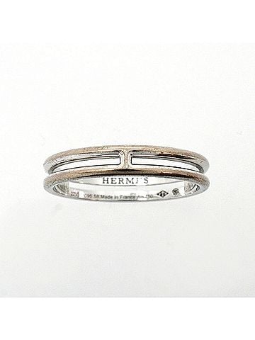Hermès Hermes Ariane Ring, 18K White Gold, Size #58, Men's (view 2)