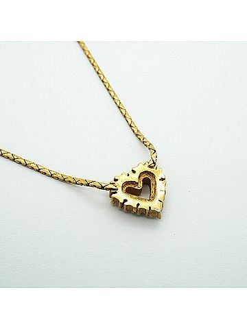 Christian Dior Christian Dior Necklace, Heart Motif, GP Plated, Rhinestone, Gold, Women's (view 2)
