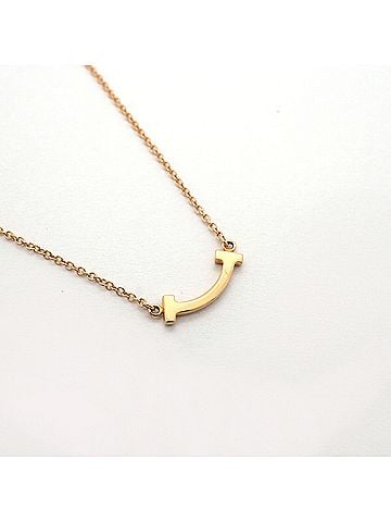 Tiffany & Co. Tiffany &amp; Co. T Smile Mini Necklace, 18K Pink Gold, Diamond, Women's (view 2)