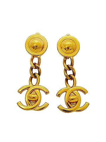 Chanel Chanel Earrings, Coco Mark, Turnlock, Circle, GP Plated, Gold, Women's (view 1)