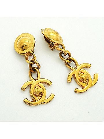 Chanel Chanel Earrings, Coco Mark, Turnlock, Circle, GP Plated, Gold, Women's (view 2)