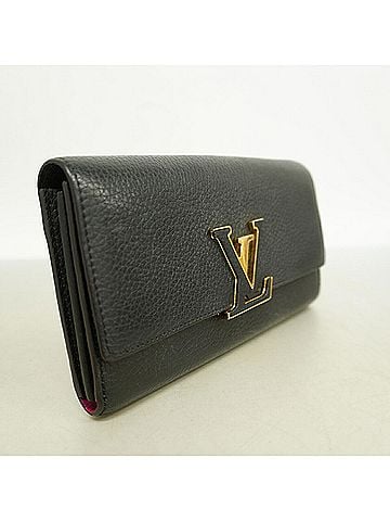 Louis Vuitton Louis Vuitton Long Wallet, Taurillon Leather, Portefeuille Capucines, M61248, Noir (Women's) (view 2)