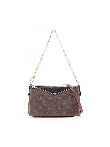 Louis Vuitton Louis Vuitton LOUIS VUITTON Pallas Clutch 2-Way Handbag, Coated Canvas and Leather, Monogram Pattern, Women's, Brown/Black, M41639 (view 1)