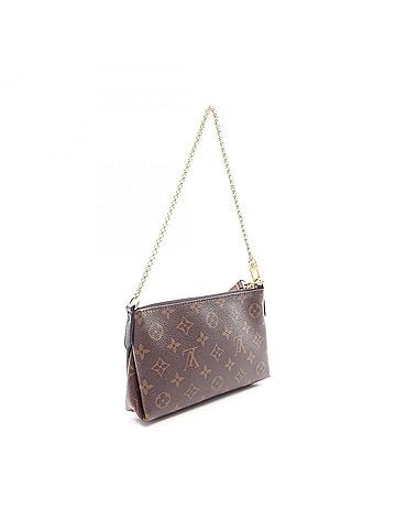Louis Vuitton Louis Vuitton LOUIS VUITTON Pallas Clutch 2-Way Handbag, Coated Canvas and Leather, Monogram Pattern, Women's, Brown/Black, M41639 (view 2)