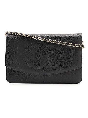 Chanel CHANEL Coco Mark Wallet Chain Shoulder Bag Pouch Caviar Leather Black A33814 (view 1)