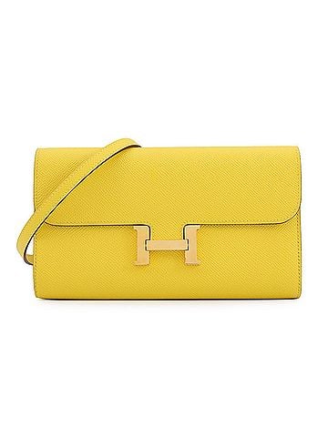 Hermès Hermes Constance To Go Long Jaune Naple Epsom Wallet with W Stamp. wallet, shoulder wallet. HERMES WALLET (view 1)