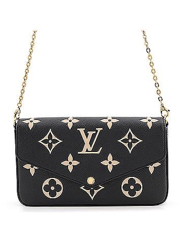 Louis Vuitton Louis Vuitton Chain Wallet, Bicolor Monogram Empreinte Pochette Felicie M80482, Black. (view 1)