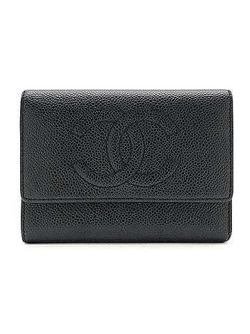 Chanel CHANEL Coco Mark Tri-fold Wallet, Caviar Leather, Black (view 2)