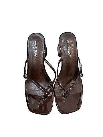 London Rebel Buckle Detail Thong Heeled Sandals Heels (view 1)