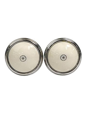 Hermès Hermes HERMES Earrings, Cloisonné Enamel, Metal, Silver, Off-White, Women's, e62334a (view 1)