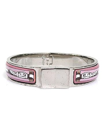 Hermès Hermes HERMES Bangle Bracelet Clic Clac Metal Enamel Silver Pink Women's e62333a (view 1)