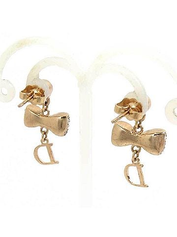 Christian Dior Christian Dior earrings, metal, rhinestone, gold, purple, silver, women's, h32590a (view 2)