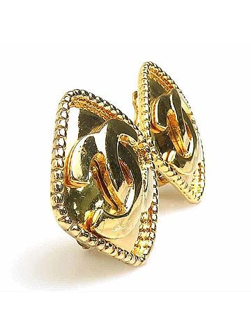 Chanel Chanel earrings, Coco Mark design, metal, gold, women's, e62326j (view 2)
