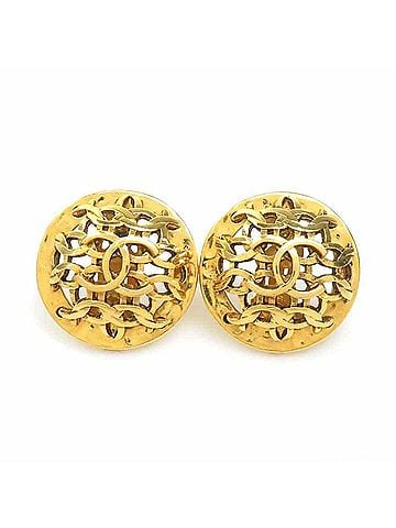 Chanel Chanel earrings, Coco Mark design, metal, gold, women's, e62327a (view 1)
