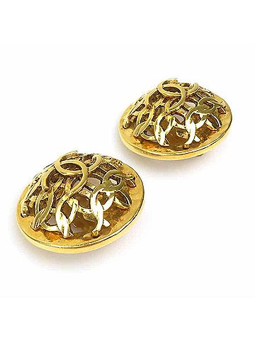 Chanel Chanel earrings, Coco Mark design, metal, gold, women's, e62327a (view 2)