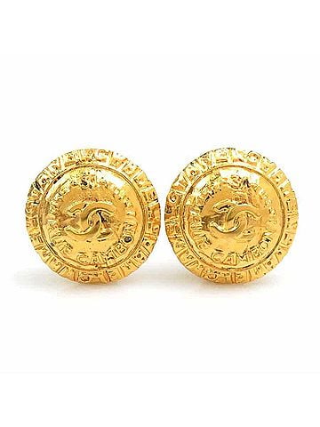 Chanel Chanel earrings, Coco Mark design, metal, gold, women's, e62328k (view 1)