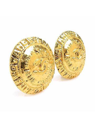 Chanel Chanel earrings, Coco Mark design, metal, gold, women's, e62328k (view 2)