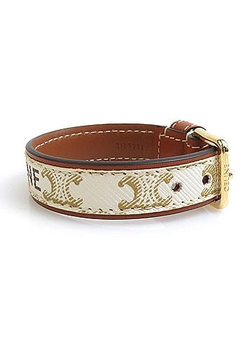 Céline Celine CELINE Bracelet Metal Off-White Brown Gold Women's e62337j (view 2)