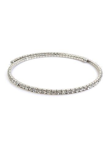 Miu Miu Miu Miu Miu Choker, Metal, Rhinestone, Silver, Women's, h32596i (view 1)