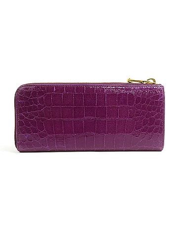 Miu Miu Miu Miu Miu Round Zip Long Wallet, Embossed Leather, Purple, Women's, h32595j (view 2)