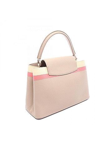 Louis Vuitton Louis Vuitton Capucines MM Handbag, Taurillon Leather, Women's, Beige, Pink, Ivory, M42925 (view 2)