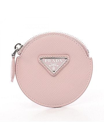 Prada Prada PRADA Round Wallet/Coin Purse, Saffiano Leather, Women's, Pink (view 1)