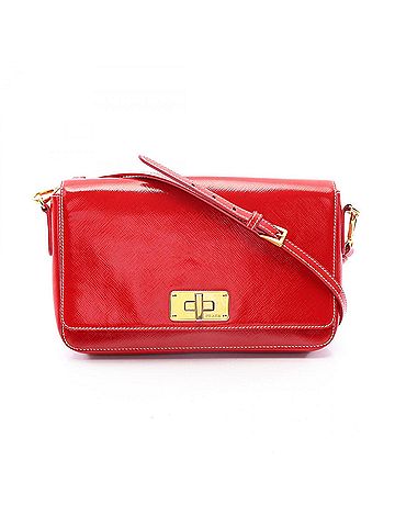 Prada Prada Saffiano Vernic Shoulder Bag/Handbag, Patent Leather, Women's, Red (BT0829) (view 1)