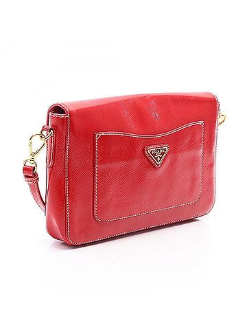 Prada Prada Saffiano Vernic Shoulder Bag/Handbag, Patent Leather, Women's, Red (BT0829) (view 2)