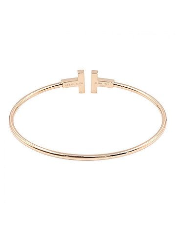 Tiffany & Co. Tiffany &amp; Co. T-Wire Diamond Shell Bangle - Accessory 18KPG (Pink Gold) Women's Gold Tone Clear Gray 64028618 (view 2)