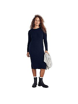 Madewell Ribbed Midi Wool Sweater Dress Casual Dress (view 1)