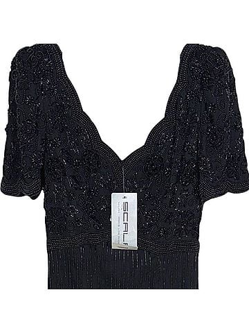 Scala Silk Beaded All Over Maxi Gown Cocktail Dress (view 2)