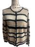 Talbots Stripes Black Tan White Cardigan Size M - photo 1