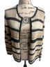 Talbots Stripes Black Tan White Cardigan Size M - photo 2