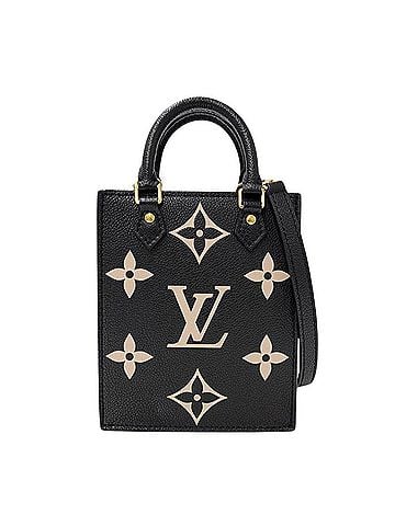 Louis Vuitton Louis Vuitton LOUIS VUITTON Bicolor Empreinte Handbag for Women, Brand Handbag/Shoulder Bag, 2-way, Monogram Empreinte, Petite Sac Plat, Black/Beige, M81416 Mini Bag (view 1)