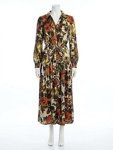 Skies Are Blue Floral Warm Tone Midi Dress in Multicolor (view 1)
